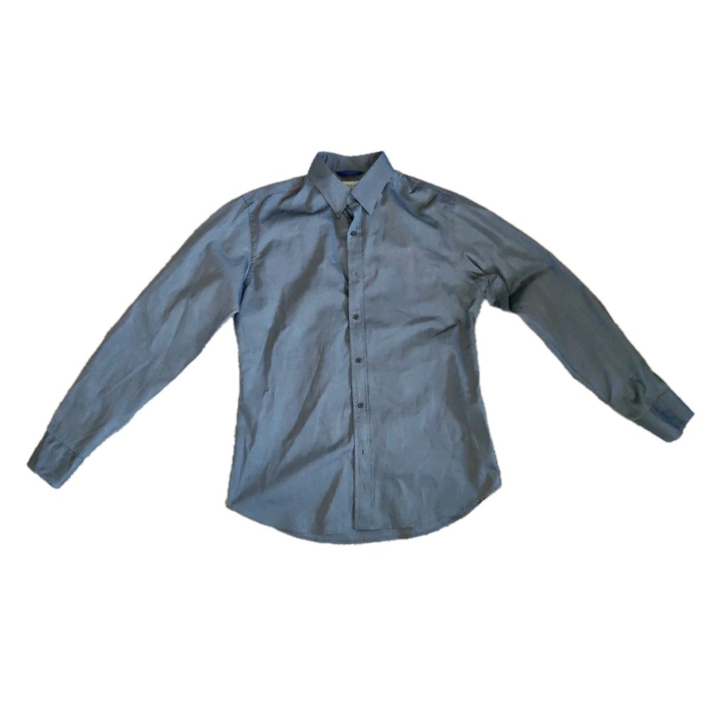 Men's Teddy Stratford NYC Long Sleeve Zip/Button Front Solid Grey Shirt Size 3